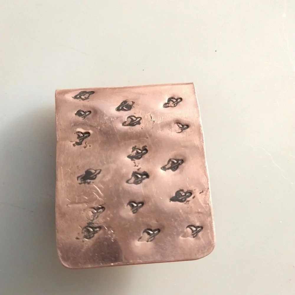 Solid Copper Money Clip Saturn Handmade Rustic Men Planet Gift Usher Father Dad